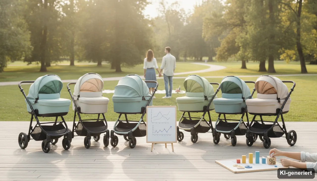 Bekannte Kinderwagen Marken – Statistik 2024 (KI-generiertes Bild)