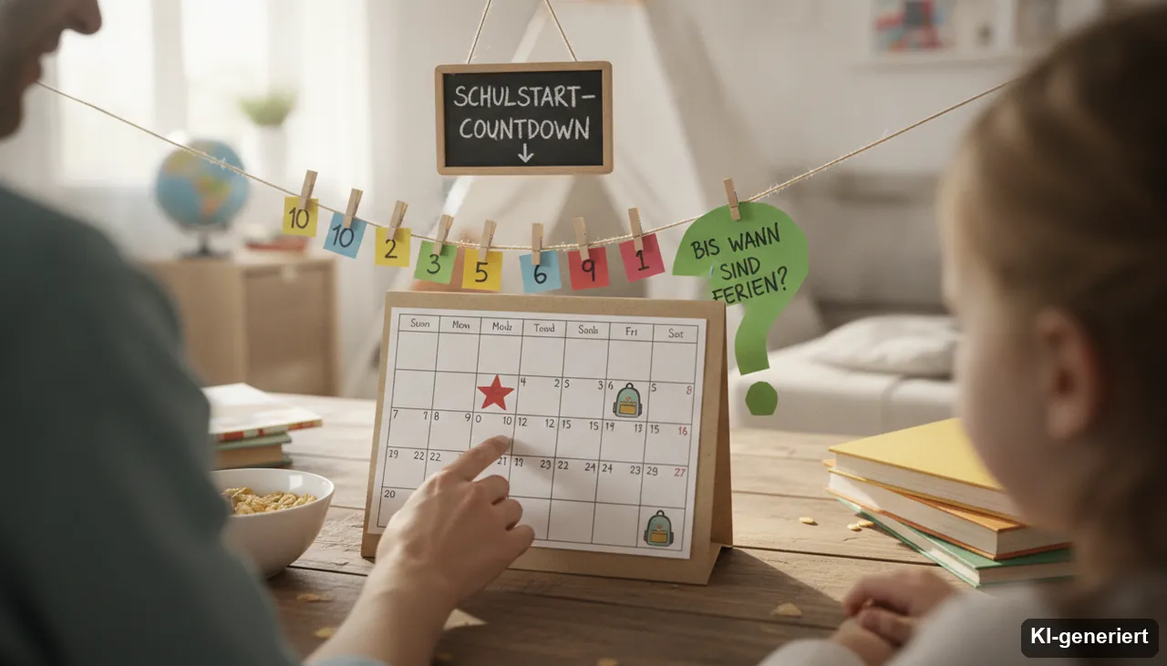 Schulstart-Countdown | Bis wann sind Ferien? (KI-generiertes Bild)